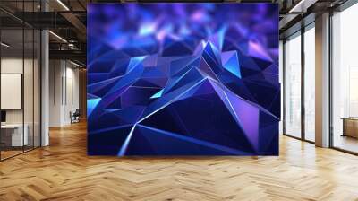 3d rendering of purple blue abstract geometric background. Scene for advertising design, technology, showcase, banner, game, sport, cosmetic, business, metaverse. Sci-Fi Illustration. Product display Wall mural