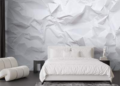 A background image of crumpled white paper with texture perfect for adding copy space Wall mural