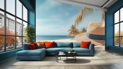 A banner for summer travel featuring a vacation and adventure concept. The picture a sandy tropical Wall mural