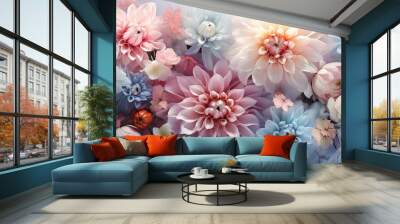 a beautiful background with colorful flowers that has a floral pastel appearance. Wall mural