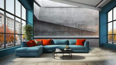 a concrete room with abstract interior design against an architectural background Wall mural