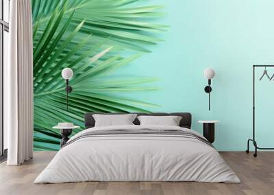 A copy space image featuring paper palm leaves that evoke the tropical summer concept Wall mural