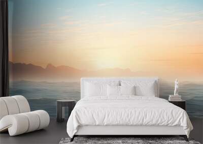 A misty sunrise over the ocean with fog obscuring the view. Creative banner. Copyspace image Wall mural