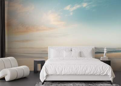 A peaceful and relaxing summer concept of a desert beach at sunset with a white sandy background and ample copy space for your image Wall mural