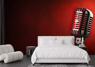 A professional microphone with a background and space to copy Wall mural