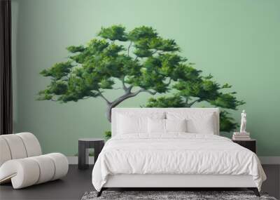 A solitary green sapling against a isolated pastel background Copy space Wall mural