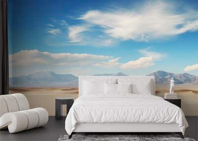 A stunning landscape of the Nevada desert with a wide expanse of golden sand and clear blue skies The photo provides ample space for copy or other content Wall mural