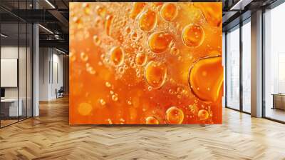 Abstract background of orange glass with ice cold water drops providing ample copy space image Wall mural