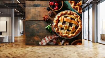 baked goods are fresh and hot delicious pies fresh from the oven dessert for breakfast and lunch homemade sweets. Creative Banner. Copyspace image Wall mural