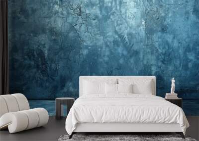 Blue background with copy space image featuring a textured cement wall Wall mural