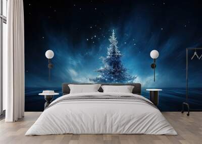 Blue Christmas tree without specific design Wall mural