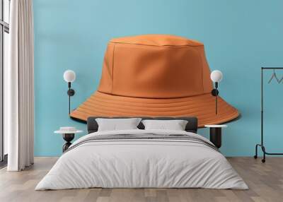 brown bucket hat isolated on a white background Wall mural