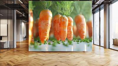 Carrots displayed on a blank canvas with copy space image Wall mural