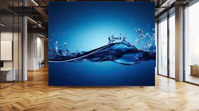 Close up copy space image of a dark blue water splash Wall mural