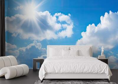 clouds and sky with the sun making the clouds bright. Creative banner. Copyspace image Wall mural