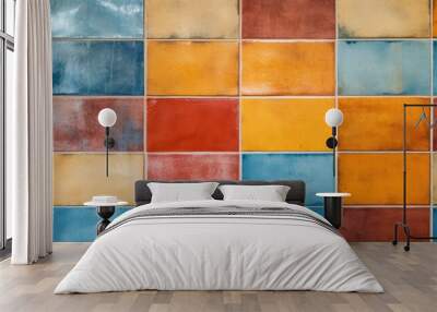 Colorful tiles in bathroom up close Wall mural