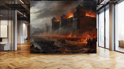 Crusade historical dark battlefield painting. Wall mural