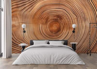 Decorative interior material made of brown wood with annual ring pattern Wall mural