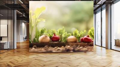 Farmland growing vegetables in the garden. Creative banner. Copyspace image Wall mural