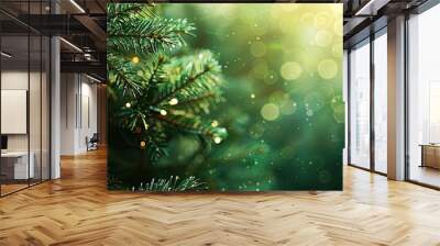 festive fir branches blurred in the background with space for text or images. copy space image. plac Wall mural