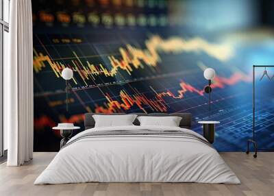 Financial and technical data analysis graph. Selective focus. Wall mural