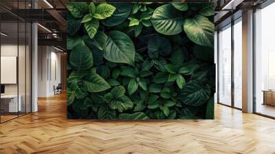 Forest foliage showcasing verdant leaves creating an ideal natural backdrop with ample copy space image. Wall mural