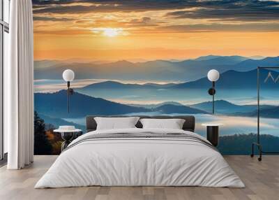 Hiking on the Blue Ridge Parkway. Creative banner. Copyspace image Wall mural