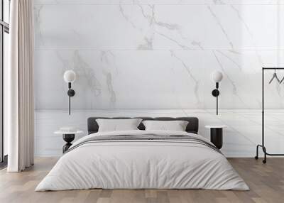 of pristine ceramic tile on white marble floor Wall mural