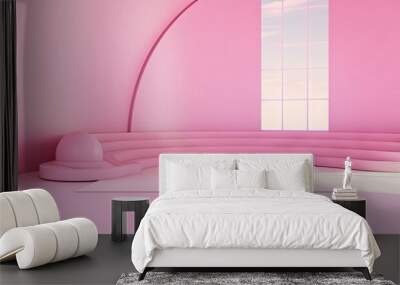 representation of a vacant pink inside space Wall mural