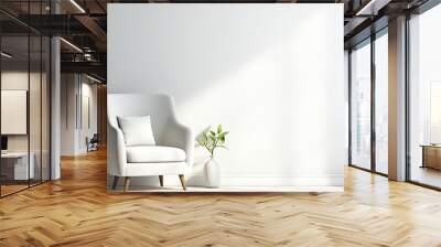 Scandinavian interior design of minimalist white room with armchair illustration Wall mural