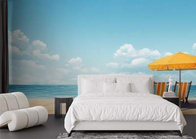 sea with beach and sky view in summer. Creative banner. Copyspace image Wall mural