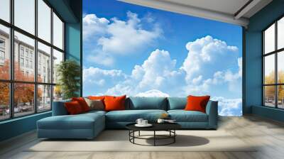 Seamless pattern with a beautiful blue sky and cloud concept perfect as a background with copy space image Wall mural