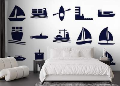 set of 25 boat filled icons Wall mural