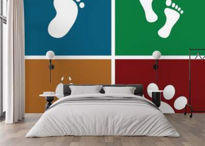 Set of 4 footprint filled icons Wall mural