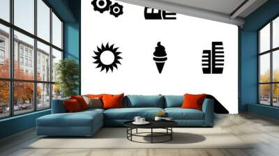 Set of 9 element filled icons Wall mural