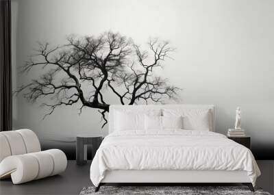 Silhouette of a tree in black and white Wall mural