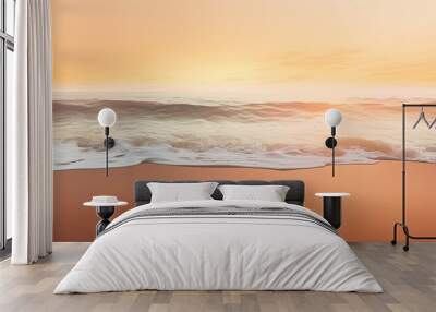 small waves break intro yellow sandy beach. Creative banner. Copyspace image Wall mural