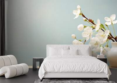 spring natural soft blossom white flower still life. Creative banner. Copyspace image Wall mural