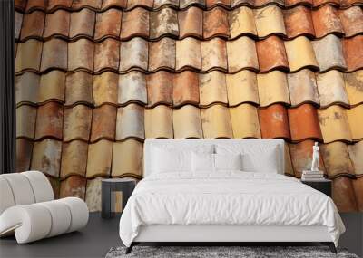 The aged tile roof in the photograph provides ample copy space for a wide range of design elements Wall mural