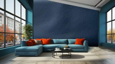 The navy leather texture provides an intriguing and luxurious visual experience with its smooth surface and rich blue hue It is a versatile copy space image that can be used in various design project Wall mural