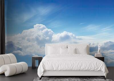 The sky is adorned with crisp white clouds creating a serene and picturesque backdrop A high resolution file is available with ample advertising copy space below Wall mural