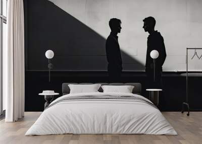 Two men converse as shadows on the wall Wall mural