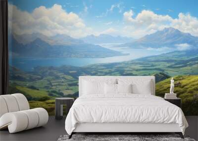 Views of sea seen from the top of hill It is very beautiful. Creative banner. Copyspace image Wall mural