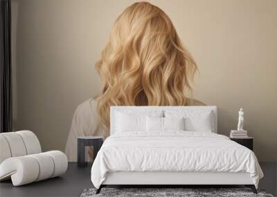 wavy blond hair back view Wall mural