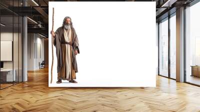 White background Prophet holds staff on white background Copy space available Wall mural