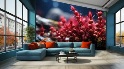 Beautiful red aquatic plant in a beautifully planted aquarium Wall mural