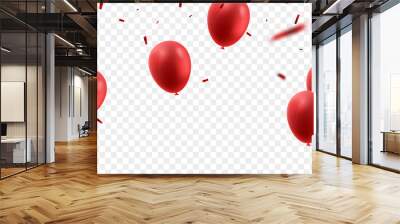 3d red luxury design balloons for celebration party vector illustration Wall mural