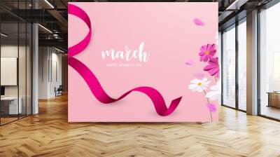 8 March. Happy Mother's Day. with flower holiday background - Vector Wall mural