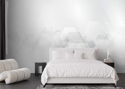 Abstract white hexagon background poster with dynamic. technology network Vector illustration. Wall mural