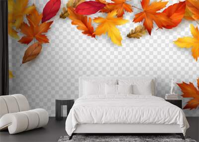 Autumn falling leaves background nature frame Wall mural